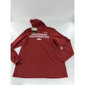 Men's Nike Arkansas Razorbacks Lightweight Hoodie Top Long Sleeve Size L Crimson